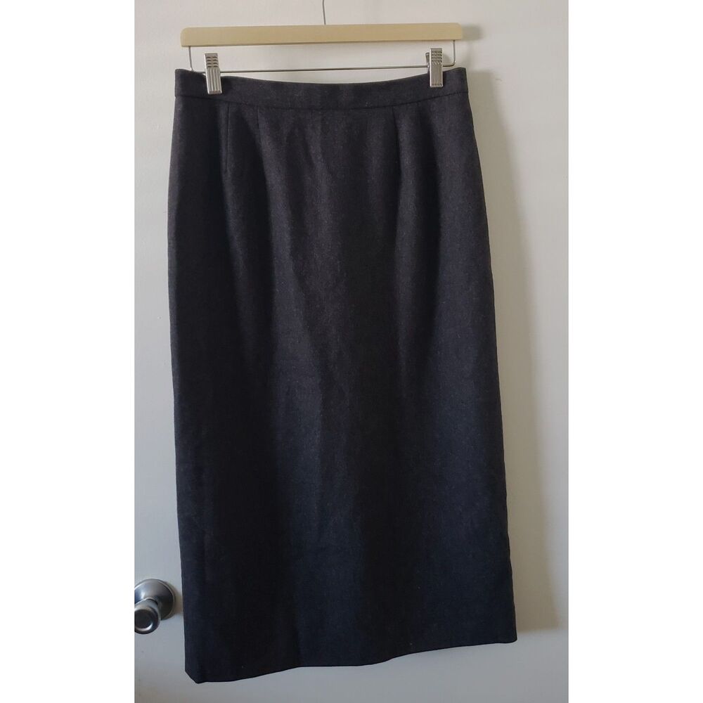 Vintage Anne Klein II Gray Wool Pencil Skirt Sz 14 I. Magnin Union Made